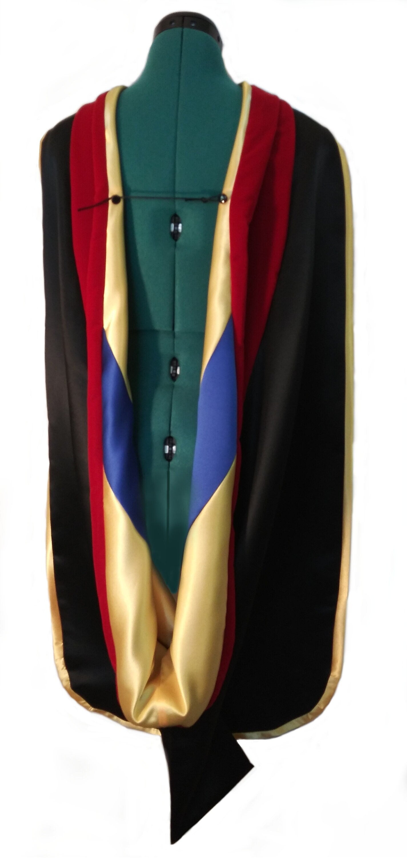 Custom PhD Graduation Hood and Tam - Personalized Doctoral Regalia,High-quality velvet construction with personalized details. Available in classic colors including black, navy, royal blue, and red.